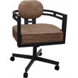 Swivel Metal Dining Caster Chair - Madir - Watusi Madder Red Fabric - Gray