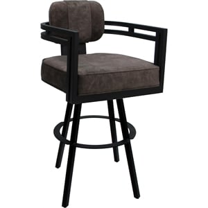 Swivel Metal Counter Stool 26&quot Seat - Madir - Outlier Ash Fabric - Black Frame