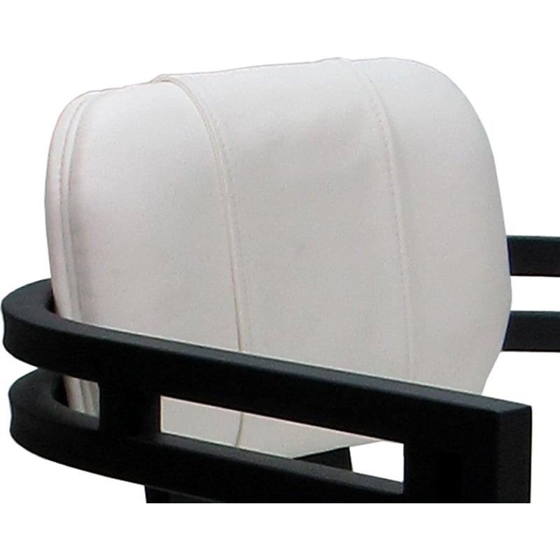 Swivel Metal Dining Caster Chair - Madir - White Vinyl - Black Frame