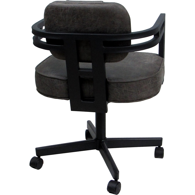 Swivel Metal Dining Caster Chair - Madir - Northwest Elk Gray Fabric - Black