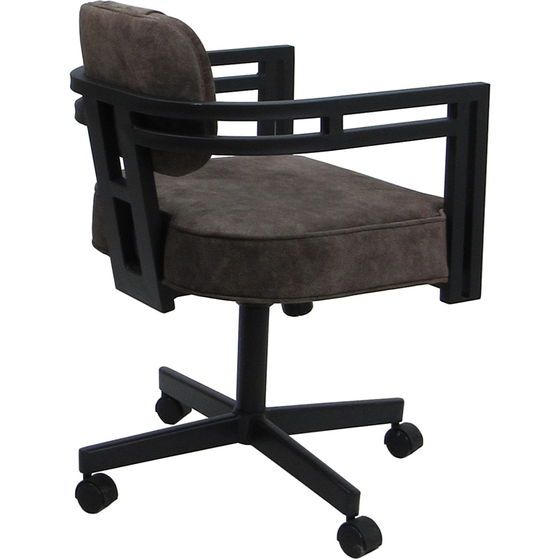 Swivel Metal Dining Caster Chair - Madir - Outlier Ash Fabric - Black Frame
