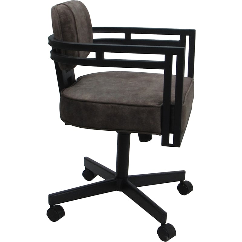 Swivel Metal Dining Caster Chair - Madir - Outlier Ash Fabric - Black Frame