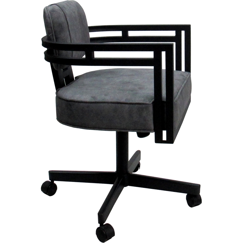 Swivel Metal Dining Caster Chair - Madir - Outlier Charcoal Fabric - Black