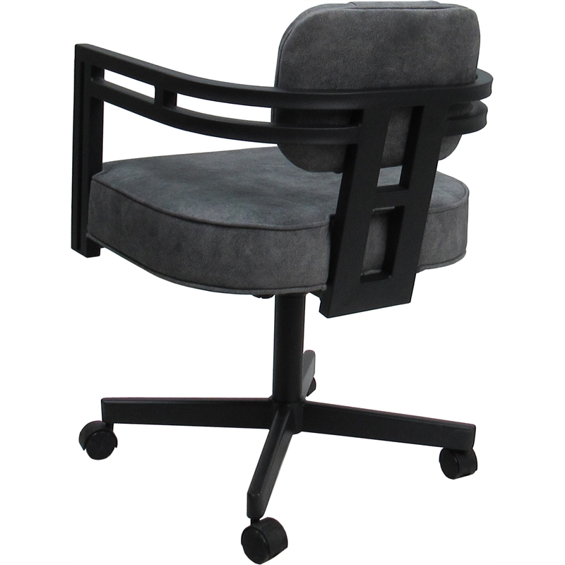 Swivel Metal Dining Caster Chair - Madir - Outlier Charcoal Fabric - Black