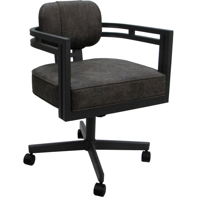 Swivel Metal Dining Caster Chair - Madir - Northwest Elk Gray Fabric - Gray