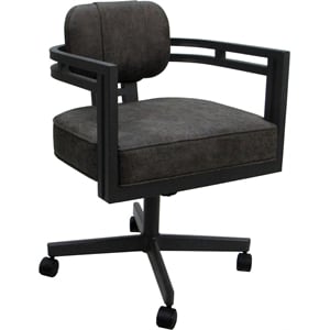 Swivel Metal Dining Caster Chair - Madir - Northwest Elk Gray Fabric - Gray