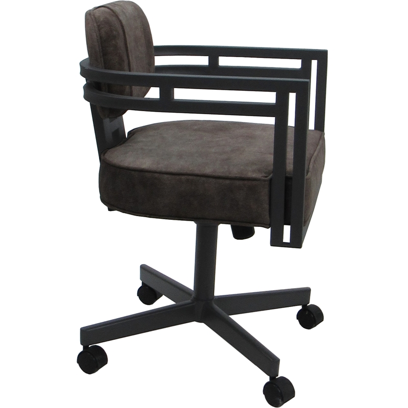 Swivel Metal Dining Caster Chair - Madir - Outlier Ash Fabric - Gray Frame