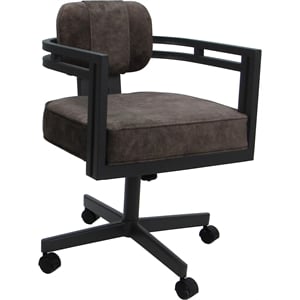 Swivel Metal Dining Caster Chair - Madir - Outlier Ash Fabric - Gray Frame