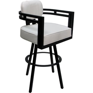 Swivel Metal Bar Stool 30&quot Seat - Madir - White Vinyl - Black Frame