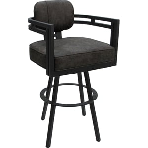 Extra Tall Swivel Metal Stool 34&quot Seat - Madir - NW Elk Gray Fabric - Gray