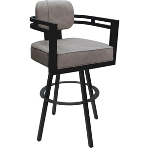 Extra Tall Swivel Metal Stool 34&quot Seat - Madir - Outlier Stucco Stone Fabric - Gray
