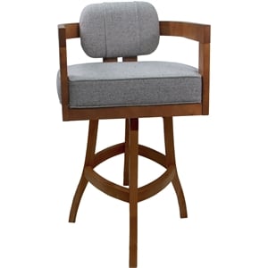 Swivel Wood Extra Tall Stool 34&quot Seat - Kadir - Hemsath Slate Fabric - Honey