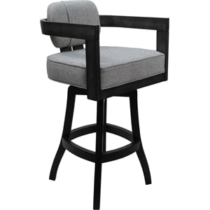 Swivel Wood Bar Stool 30&quot Seat - Kadir - Hemsath Slate Fabric - Gray Frame
