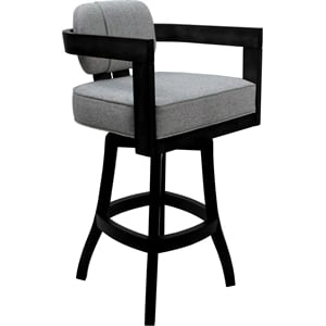 Swivel Wood Extra Tall Stool 34&quot Seat - Kadir - Hemsath Slate Fabric - Black