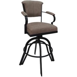 Swivel Tilt Metal Counter Stool 24&quot Seat - Miami - Basin Beige Fabric - Black