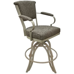 Swivel Tilt Metal Counter Stool 24&quot Seat - Miami - Beige Fabric - Brown