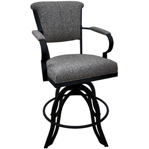 Swivel Tilt Metal Counter Stool 24&quot Seat - Miami - Mojave Gray Fabric - Black