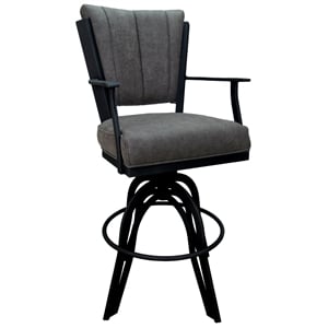 Swivel Tilt Metal Counter Stool 24&quot Seat - Montana - Charcoal Fabric - Black