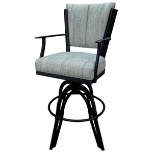 Swivel Tilt Metal Counter Stool 24&quot Seat - Montana - Watusi Aqua Fabric -Black
