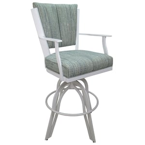 Swivel Tilt Metal Counter Stool 24&quot Seat - Montana - Watusi Aqua Fabric -White