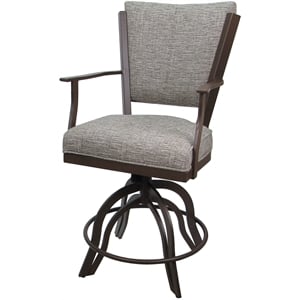 Swivel Tilt Metal Counter Stool 24&quot Seat - Montana - Tan Fabric - Brown