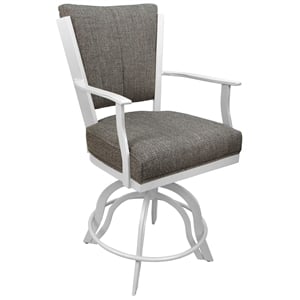 Swivel Tilt Metal Counter Stool 24&quot Seat - Montana - Cocoa Fabric - White