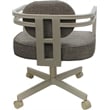 Swivel Metal Dining Caster Chair - Madir - Plumley Cocoa Fabric - Beige Frame