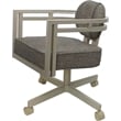 Swivel Metal Dining Caster Chair - Madir - Plumley Cocoa Fabric - Beige Frame