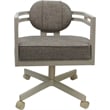 Swivel Metal Dining Caster Chair - Madir - Plumley Cocoa Fabric - Beige Frame