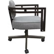 Swivel Metal Dining Caster Chair - Madir - Hemsath Slate Fabric - Brown Frame