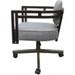 Swivel Metal Dining Caster Chair - Madir - Hemsath Slate Fabric - Brown Frame
