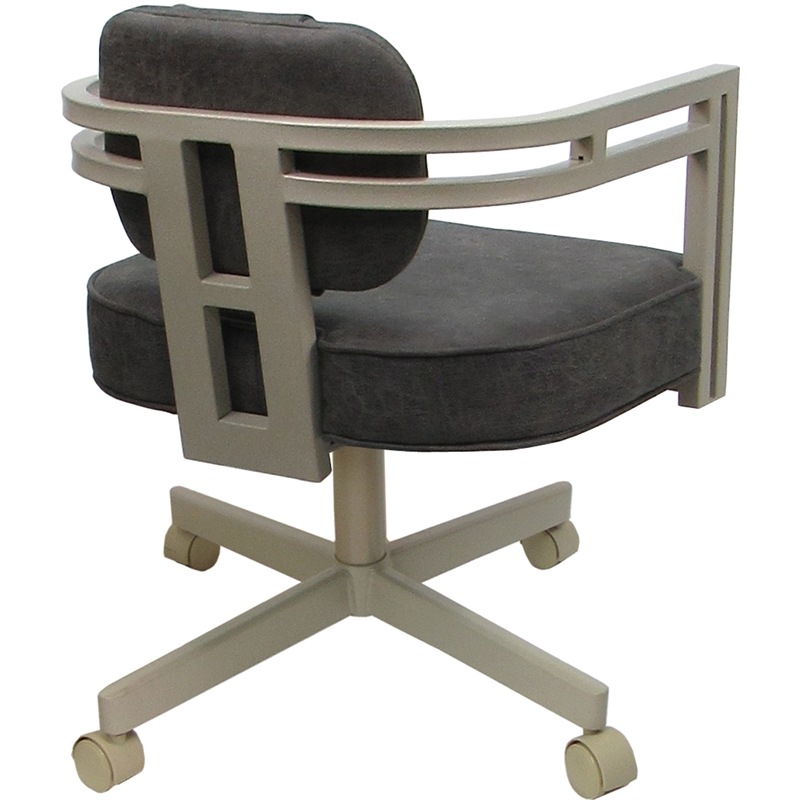 Swivel Metal Dining Caster Chair - Madir - Northwest Elk Gray Fabric - Beige