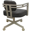 Swivel Metal Dining Caster Chair - Madir - Northwest Elk Gray Fabric - Beige