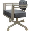 Swivel Metal Dining Caster Chair - Madir - Outlier Charcoal Fabric - Beige