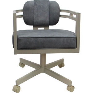 Swivel Metal Dining Caster Chair - Madir - Outlier Charcoal Fabric - Beige