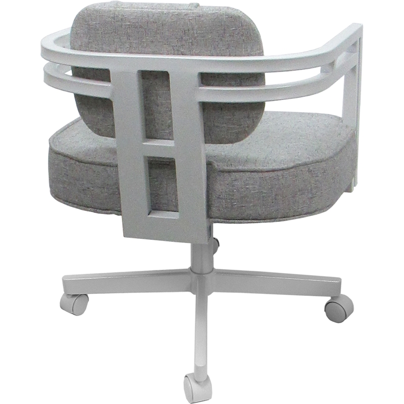 Swivel Metal Dining Caster Chair - Madir - Hemsath Slate Fabric - White Frame