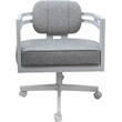 Swivel Metal Dining Caster Chair - Madir - Hemsath Slate Fabric - White Frame