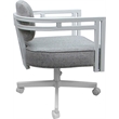 Swivel Metal Dining Caster Chair - Madir - Hemsath Slate Fabric - White Frame