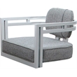 Swivel Metal Dining Caster Chair - Madir - Hemsath Slate Fabric - White Frame