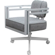 Swivel Metal Dining Caster Chair - Madir - Hemsath Slate Fabric - White Frame