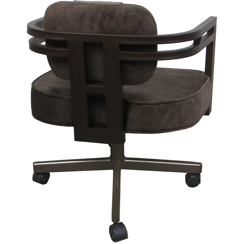 Swivel Metal Dining Caster Chair - Madir - Outlier Ash Fabric - Brown Frame