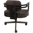 Swivel Metal Dining Caster Chair - Madir - Outlier Ash Fabric - Brown Frame