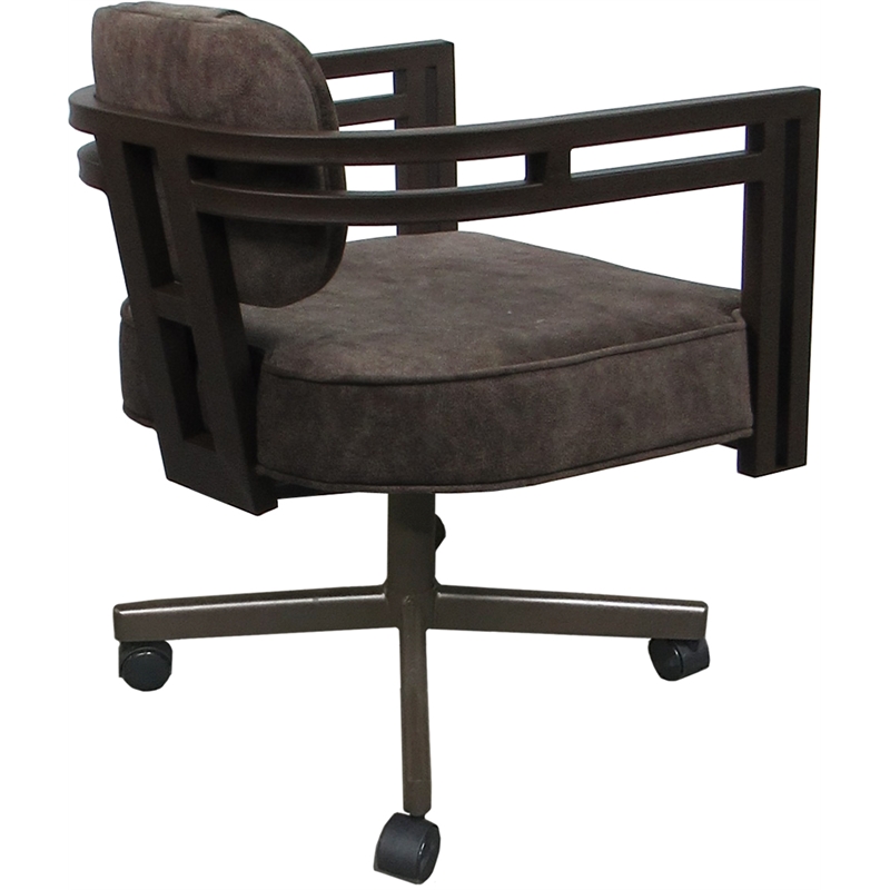 Swivel Metal Dining Caster Chair - Madir - Outlier Ash Fabric - Brown Frame
