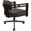 Swivel Metal Dining Caster Chair - Madir - Outlier Ash Fabric - Brown Frame