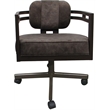 Swivel Metal Dining Caster Chair - Madir - Outlier Ash Fabric - Brown Frame