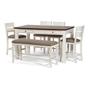 Lane Furniture Sarasota 6-piece Farmhouse Wood Counter Table Set in White