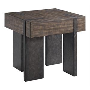 Lane Furniture Unique Traditional Metal/Wood End Table in Brown