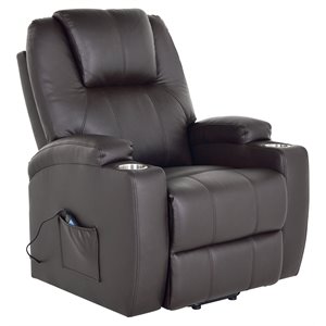 lane furniture phoenix leather heat & massage power lift chair in chocolate