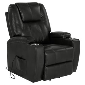 lane furniture phoenix leather heat & massage power lift chair in black