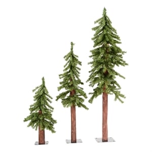 Vickerman 48&quot Plastic Natural Alpine Artificial Christmas Tree Set in Green
